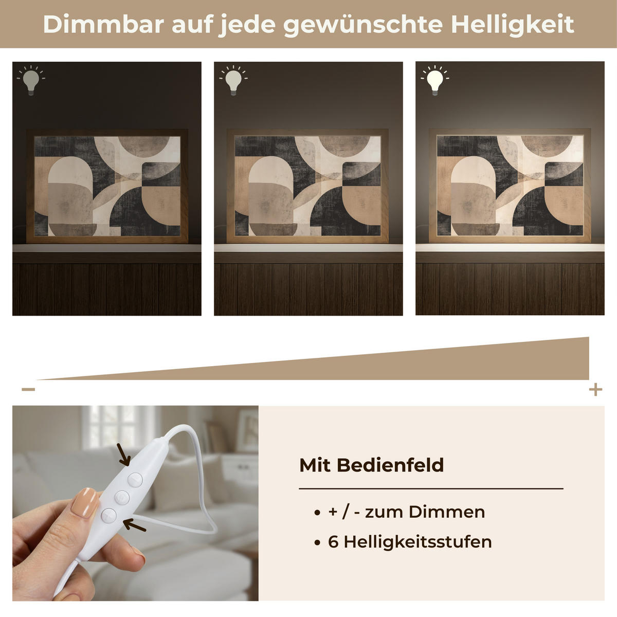 NÁSTĚNNÁ LAMPA Abstraktní - Tvary - Moderní - Béžová 30x20 cm - šedá, kompozitní dřevo (30/20/8cm) - OnlyWow
