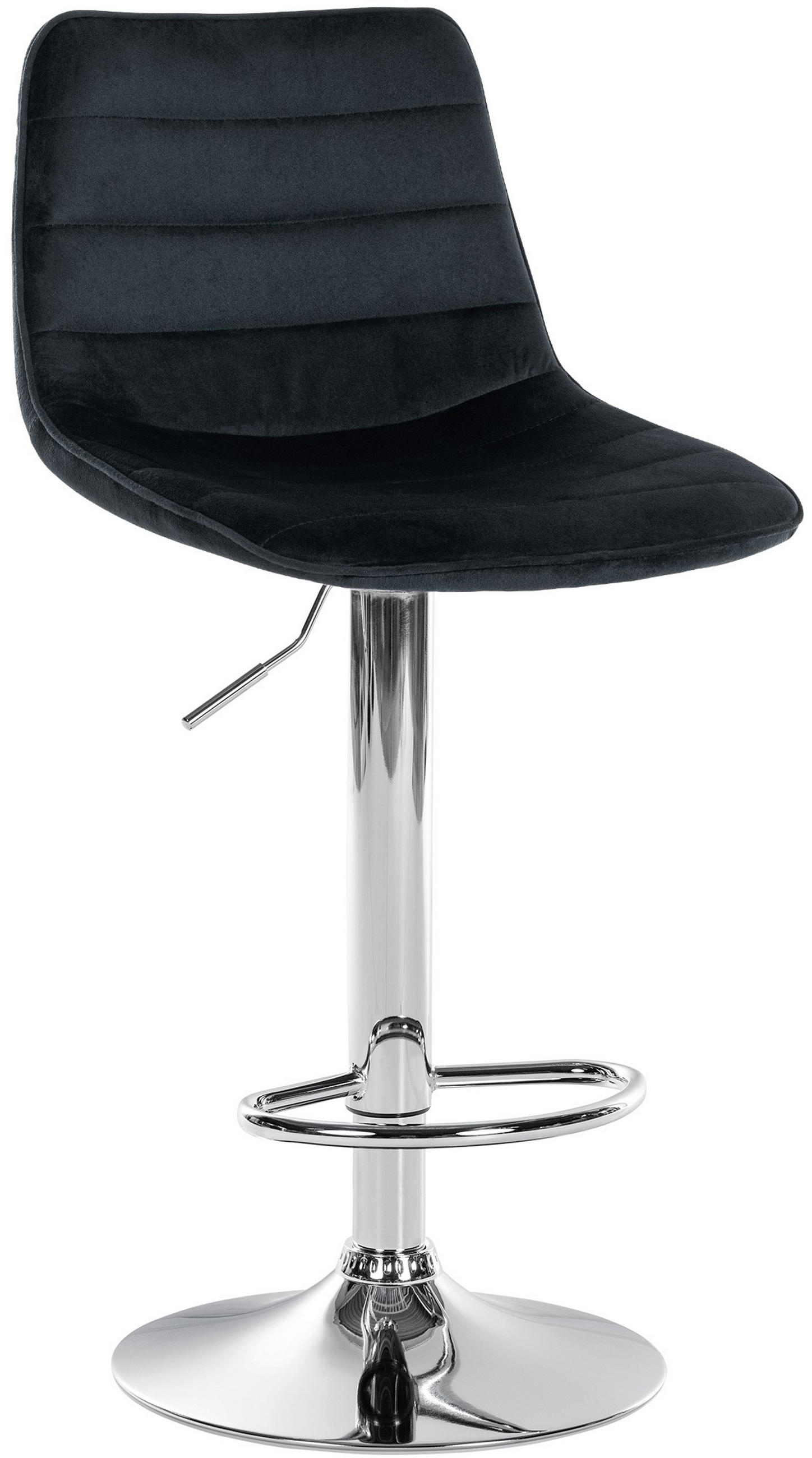 BARHOCKER Lexus Samt Chrom schwarz - Chromfarben/Schwarz, Textil/Metall (45/110/46cm) - TPFLiving