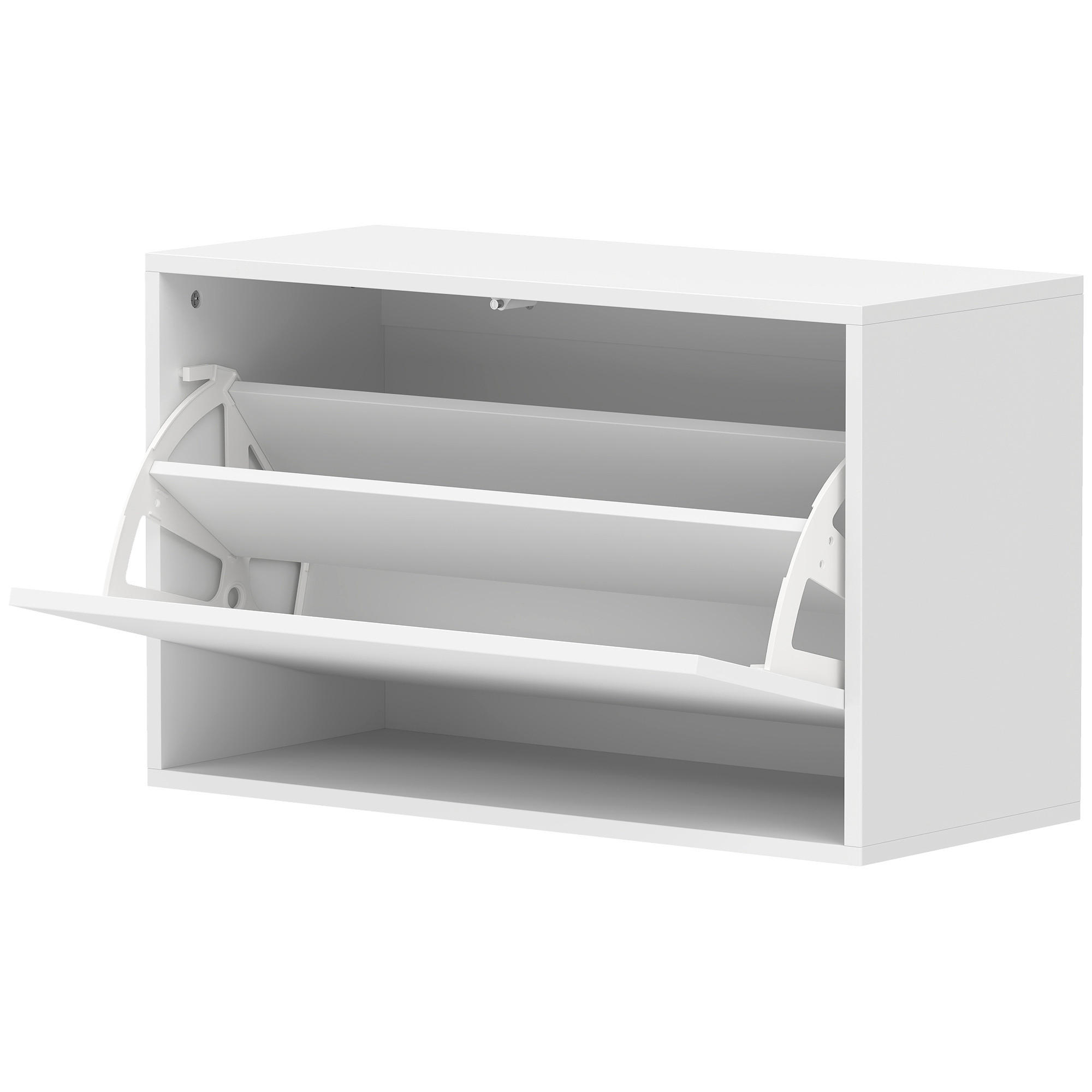 KLAPPSCHUHSCHRANK MDF Spanplatte Weiß - Weiß, Holzwerkstoff (30/43/70cm) - HOMCOM