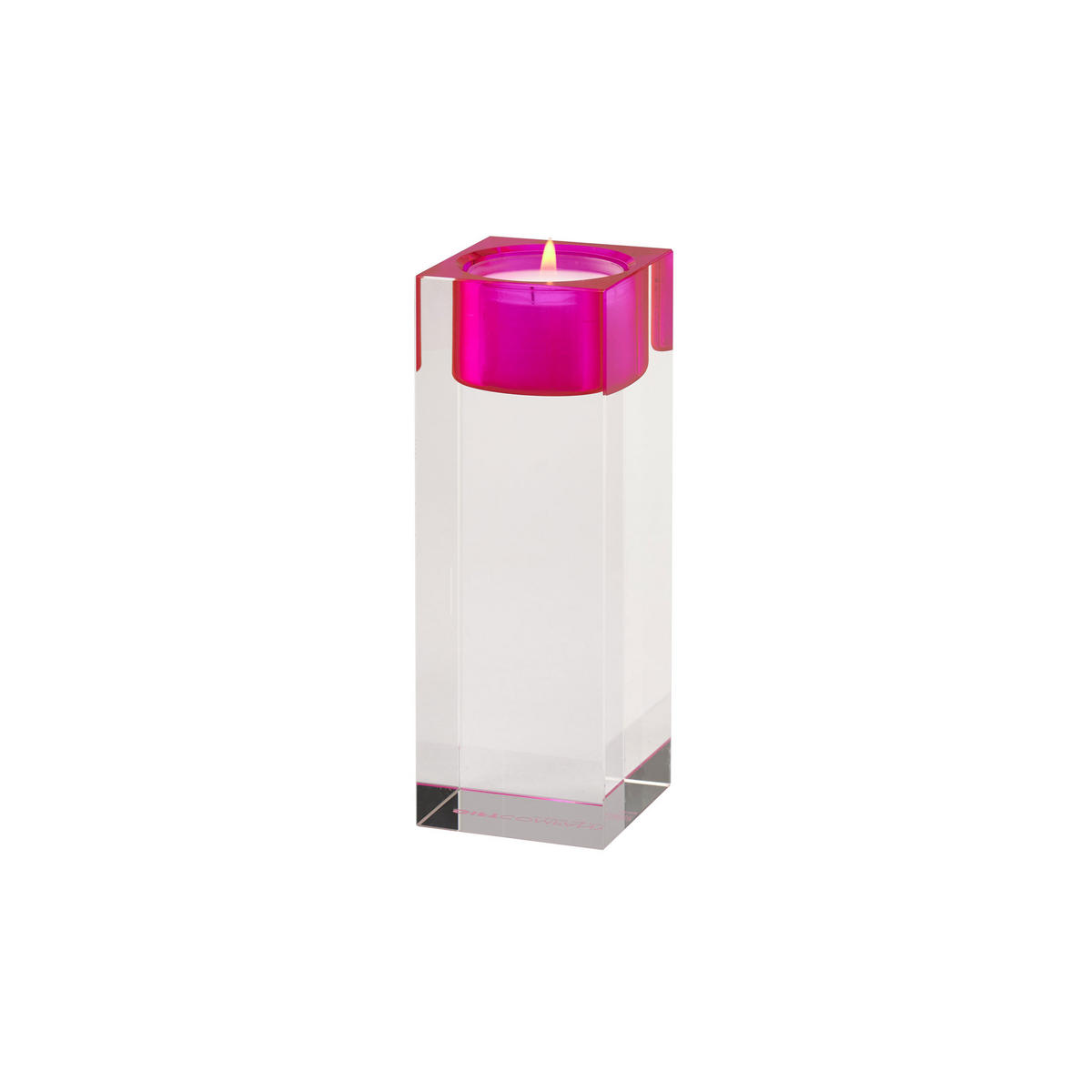 TEELICHTHALTER Sari L, Kristallglas, Pink / Transparent, H 13.6 cm - Rosa, Glas (8.1cm) - Gift Company