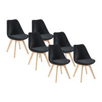 STÜHLE 6er-Set - Samt & Buche - Schwarz - JODY - Schwarz, Textil (58/82/49cm) - Vente-Unique