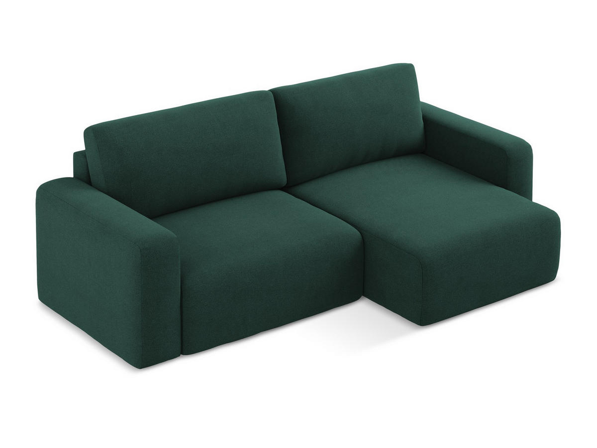 ECKSOFA mit Schlaffunktion rechts Strukturstoff Stoff Grün - Dunkelgrün/Schwarz, Kunststoff/Textil (244/149cm) - Makamii