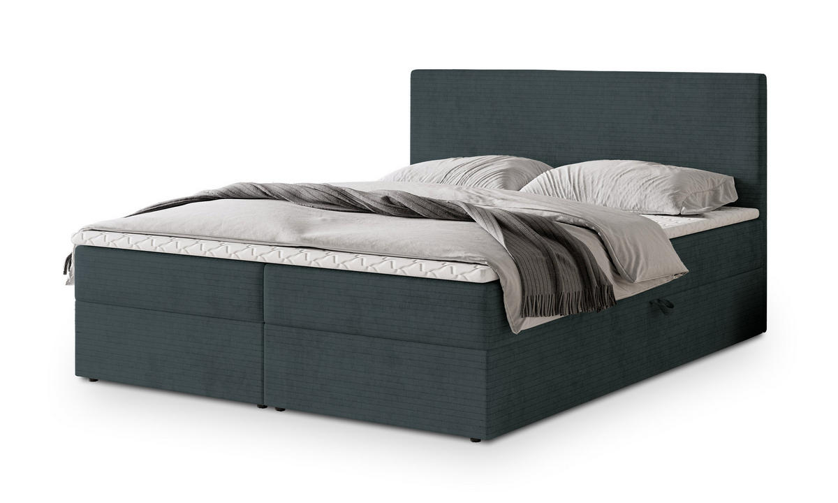 POSTEL BOXSPRING NIRA 160x200 cm, s matrací a úložným prostorem, modrá - modrá, kompozitní dřevo/textil (160/200cm) - MASSENO