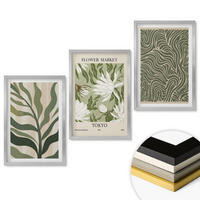 WANDBILDER 3er Set - 40x60 cm Silberner Rahmen - Pflanzenmuster, Boho-Dekorationen - Silberfarben, Kunststoff (40/60cm) - ArtPrintCave