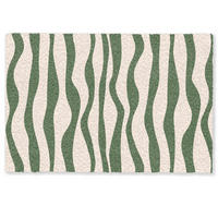 FUSSMATTE Wellenlinien - Beige - Grün - Streifen - Abstrakt Fußabtreter 60x40 cm - Dunkelgrün, Kunststoff (60/0.4cm) - MuchoWow