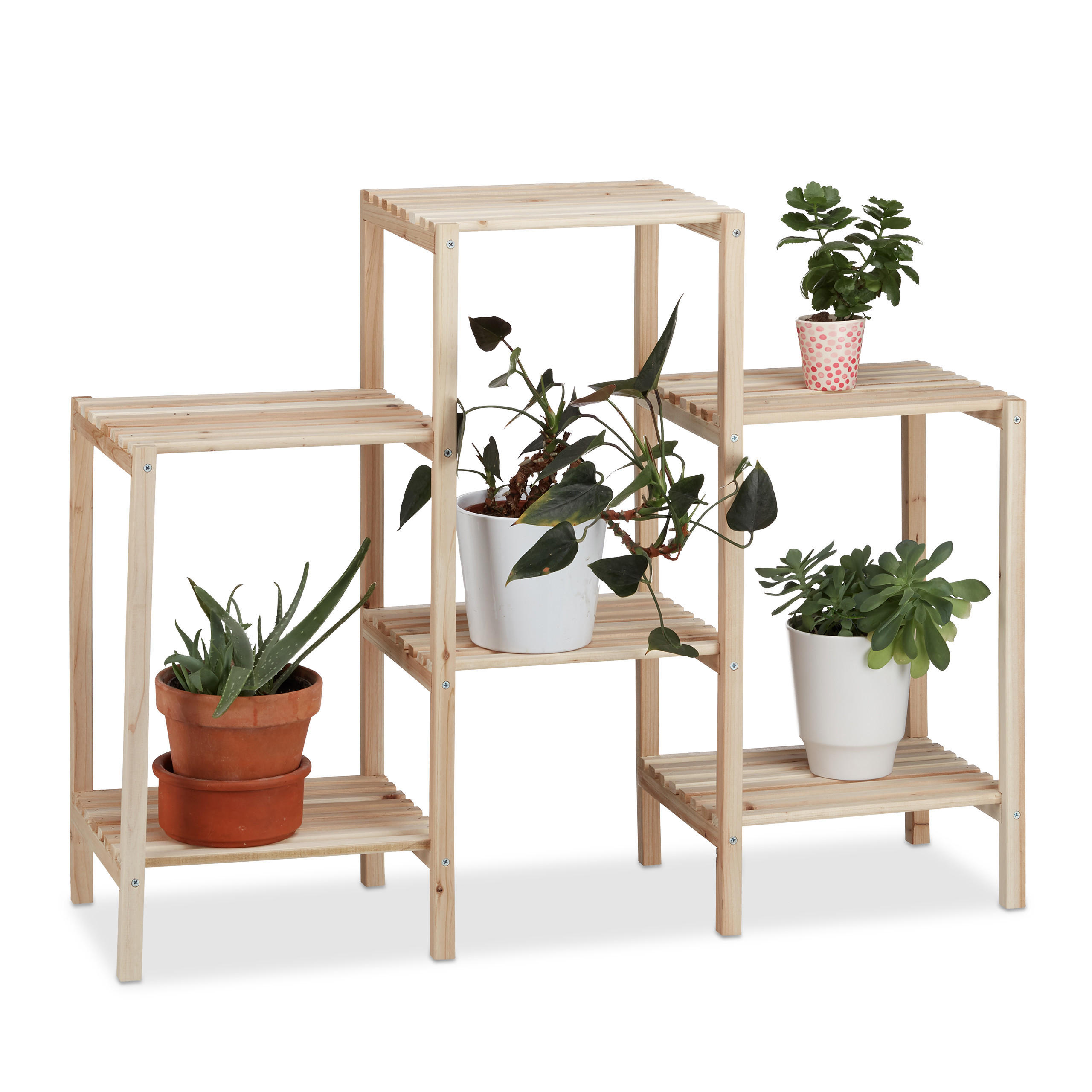 PFLANZENREGAL - Hellbraun, Holz (89/70/27cm) - Relaxdays