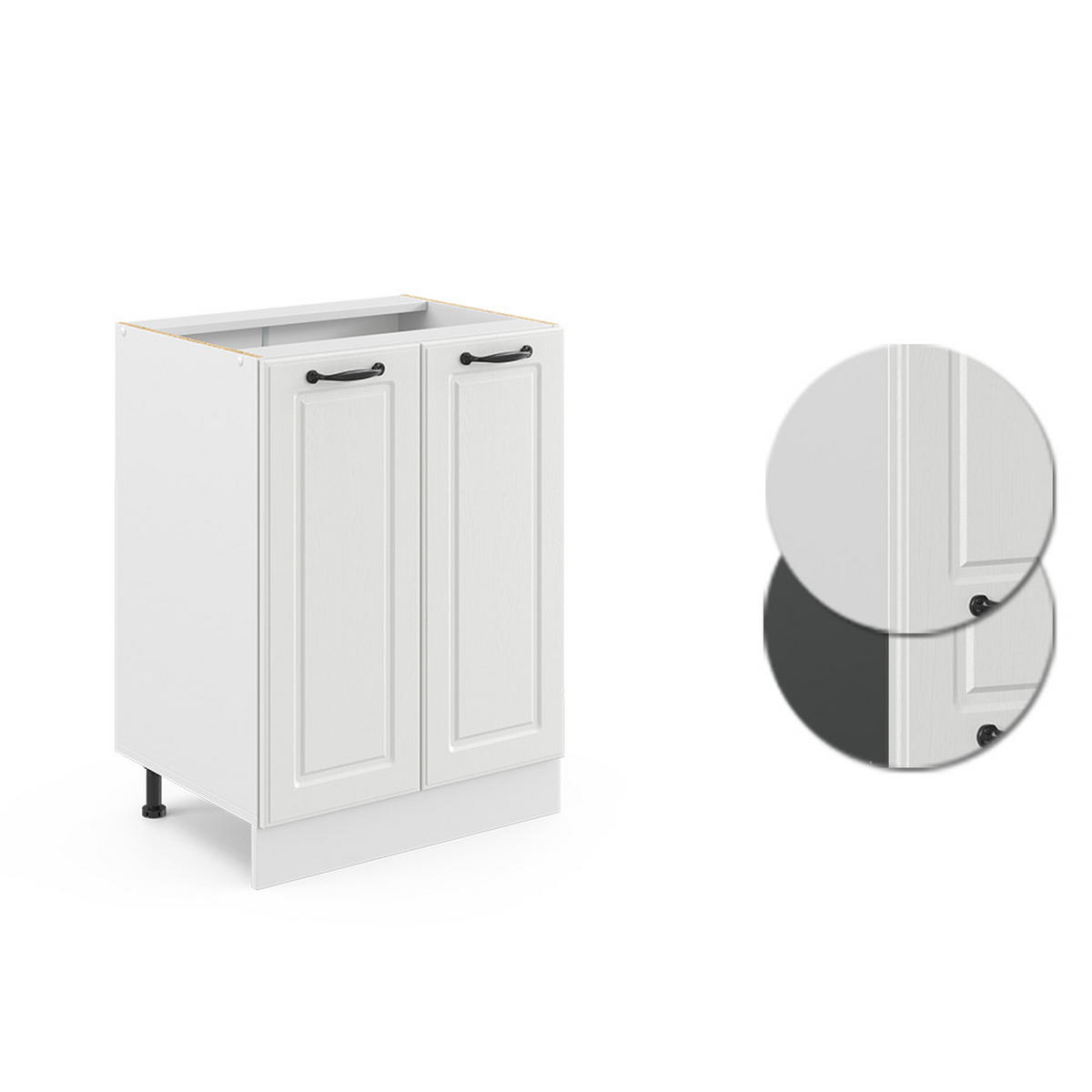 KÜCHENUNTERSCHRANK R-Line Weiß Landhaus 60 cm ohne AP - Creme/Weiß, Holzwerkstoff (60/81.6/46cm) - Vicco