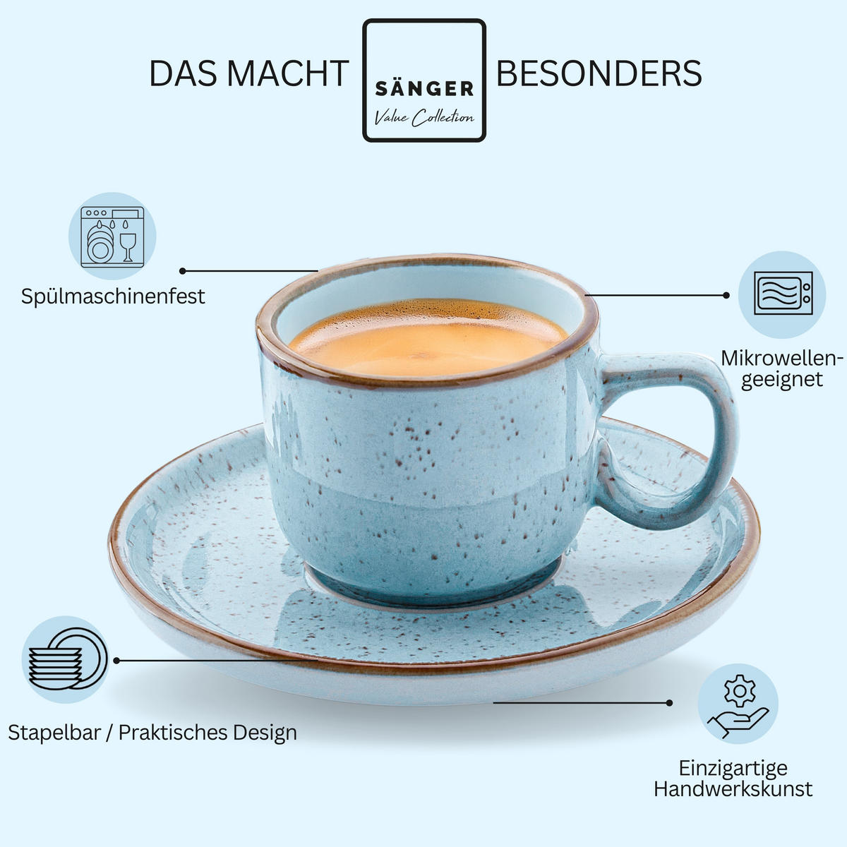 ESPRESSOTASSEN SET RIO LAGUNE - 12 teilig aus Steingut - Blau, Keramik (0.08L) - Sänger