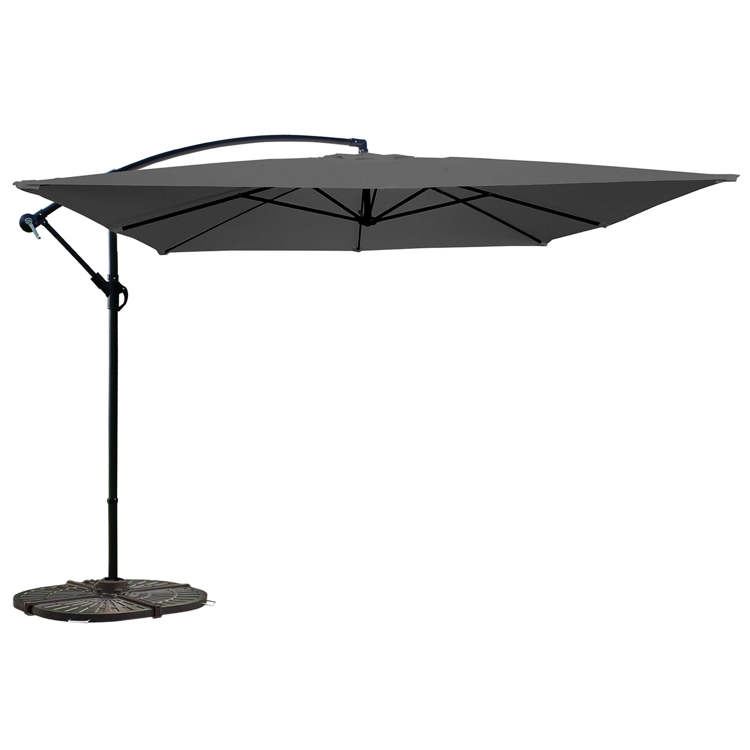SONNENSCHIRM 3x3m mit 4 Gewichtsplatten, Grau - Grau, Metall (300/300cm) - Oviala