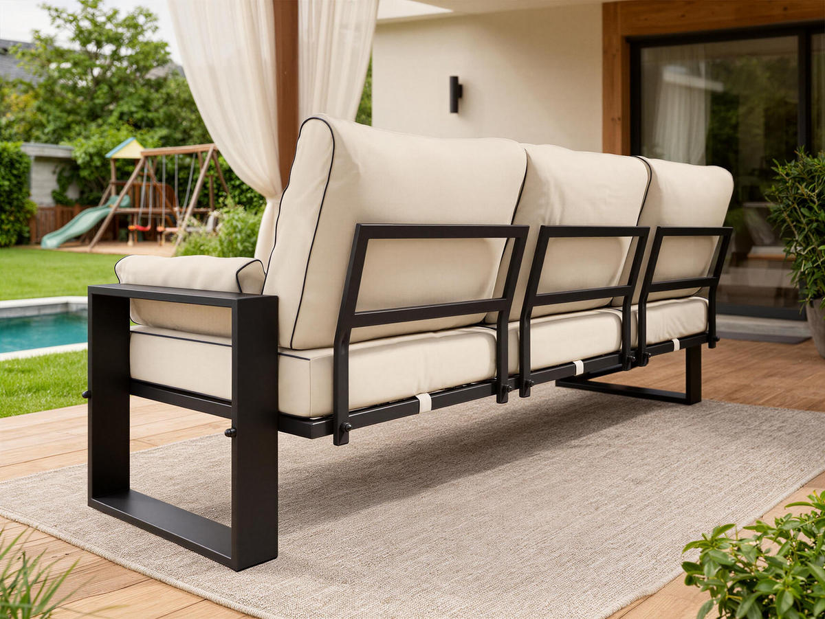 GARTENMÖBEL-SET ELBA: 1x Tisch, 2x Sofa, 1x Sessel - Beige - Beige, Textil - MKS