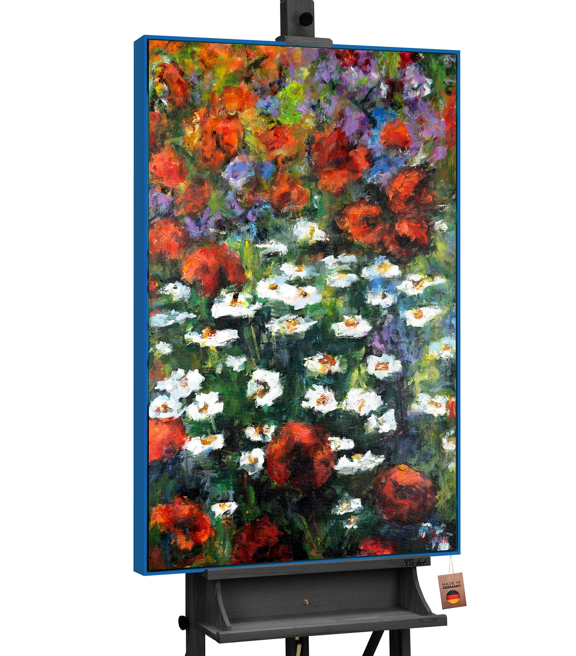 GEMÄLDE Blühende Weiten Schattenfugenrahmen Blau 140x100 cm - Blau, Holz (140/100cm) - YS-art gallery