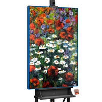 GEMÄLDE Blühende Weiten Schattenfugenrahmen Blau 140x100 cm - Blau, Holz (140/100cm) - YS-art gallery