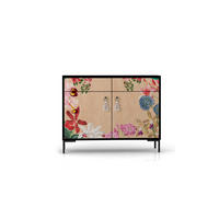 SIDEBOARD MDF 2 Türen und 2 Schubladen mit Waldmuster ALISE EXOTIC ORHIDEA - Beige, Holzwerkstoff (90/84/45cm) - RNT By Really Nice Things
