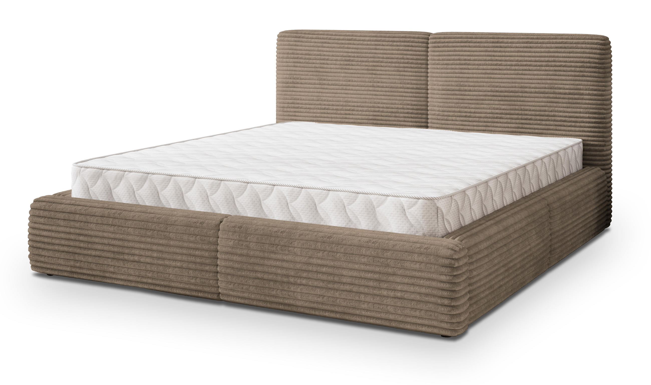 POLSTERBETT FELURO 160x200 cm mit Bettkästen - Beige - Beige, Holz (160/200cm) - MASSENO