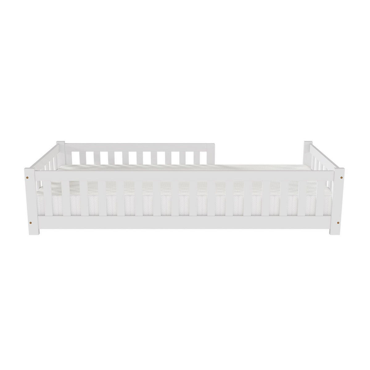 KINDERBETT Naya weiß mit Matratze 90x200 cm - Weiß, Holz (90/200cm) - Juskys