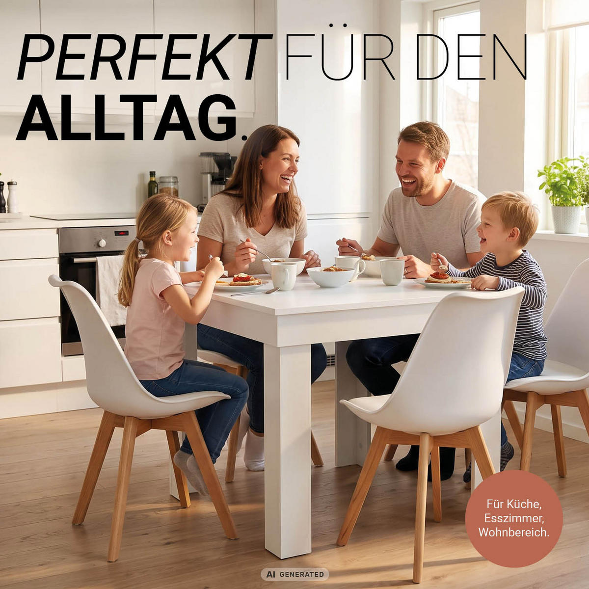 ESSTISCH in weiß 80/80/73 cm Holz - Weiß, Holz (80/80/73cm) - Homestyle4u