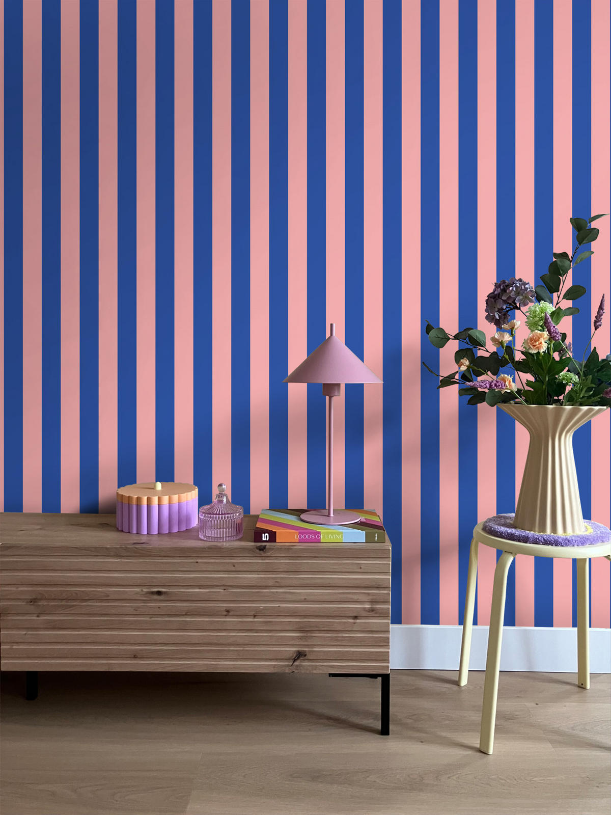 TAPETE Streifen 53 cm x 10.05 m - Pink, Papier (53/1000cm) - ESTAhome