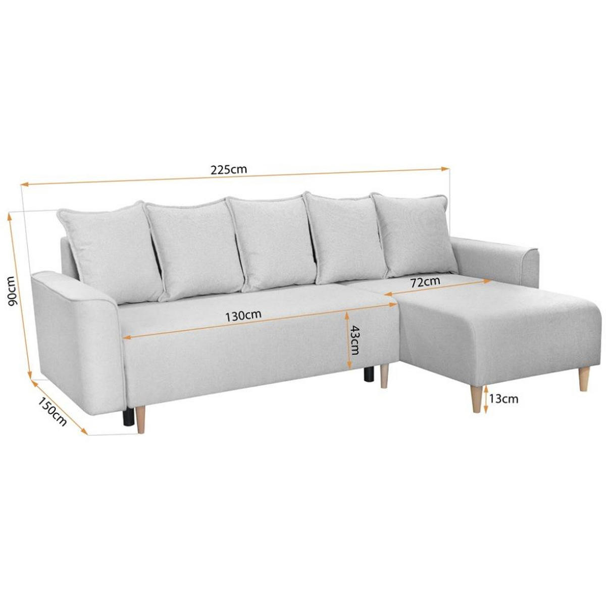 ECKSCHLAFSOFA Willow dunkelgrau - Dunkelgrau, Textil (225/150cm) - Beautysofa