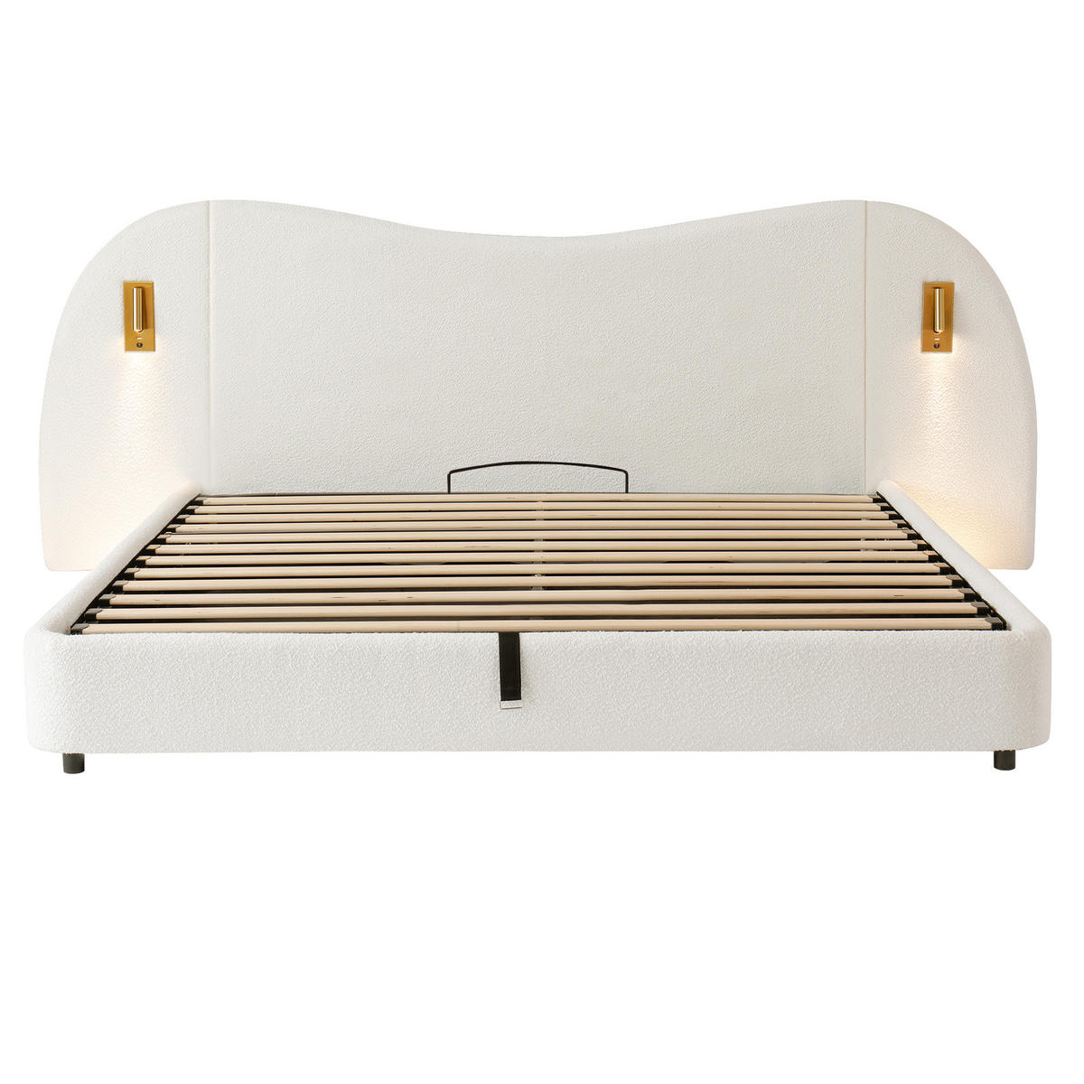 POLSTERBETT aus Schleife 180x200 cm in Weiß mit Stauraum & USB & Leselampe - Weiß, Textil (180/200cm) - Modfu
