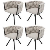 ESSZIMMERSTUHL 4er Set Leinen Drehstuhl Beige Schwarz Metall - Multicolor, Naturmaterialien (53.5/72/60cm) - FLIEKS