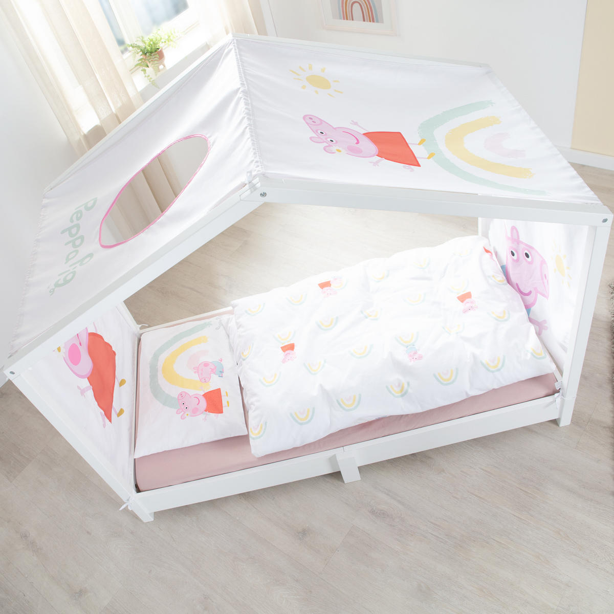 HAUSBETTBEZUG 70 x 140 cm Peppa Pig - Weiß, Kunststoff/Textil (70/140cm) - Roba