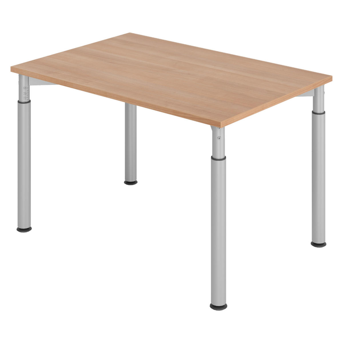 SCHREIBTISCH Serie-Y 80/120/74 cm in Nussbaumfarben/Silberfarben - Silberfarben/Nussbaumfarben, Holzwerkstoff (80/120/74cm) - bümö