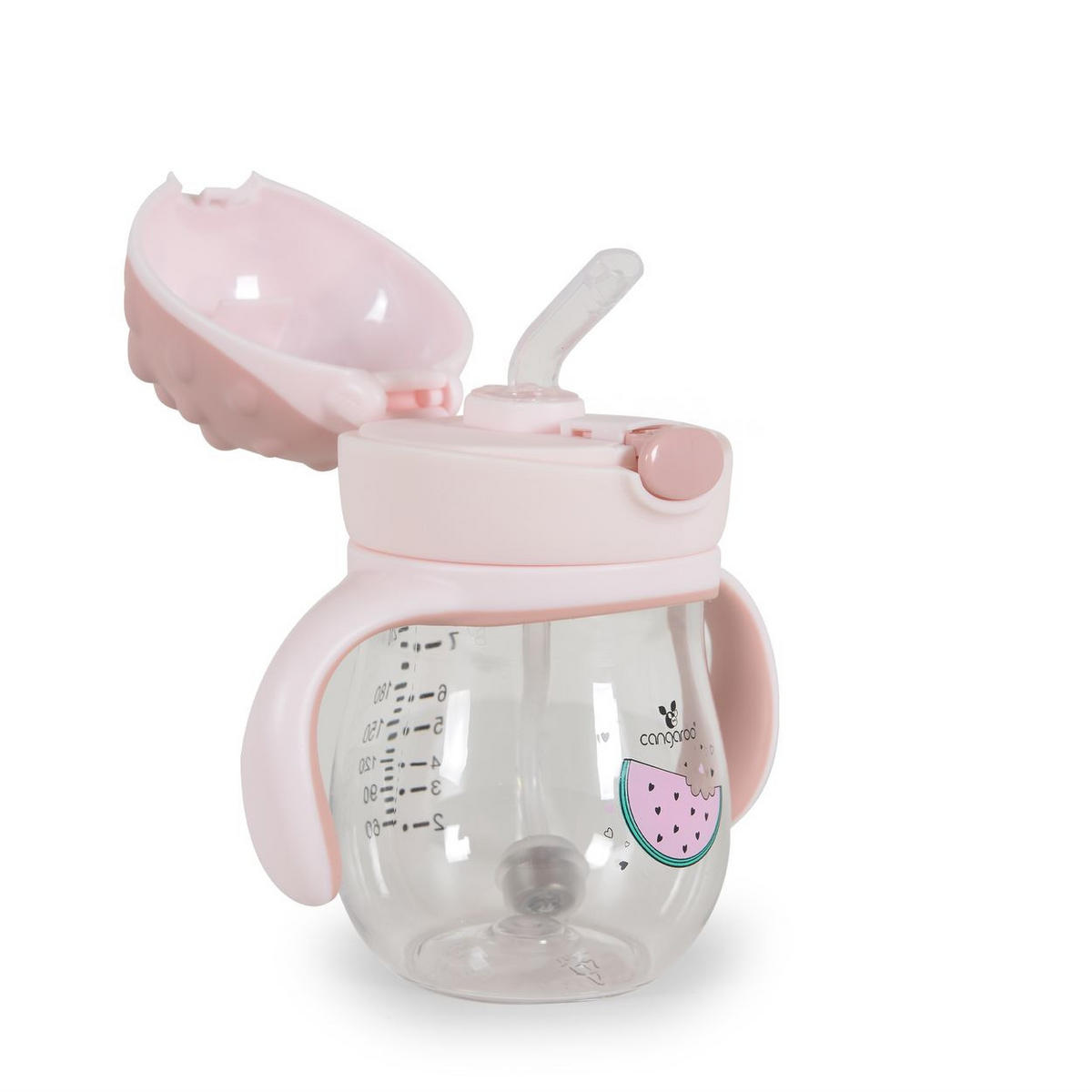 TRINKLERNBECHER Brillo 250 ml rosa Silikon, Anti-Kolik, auslaufsicher, Deckel, Schutzdeckel, trinkhalm - Rosa, Kunststoff (7/16/7cm) - Cangaroo