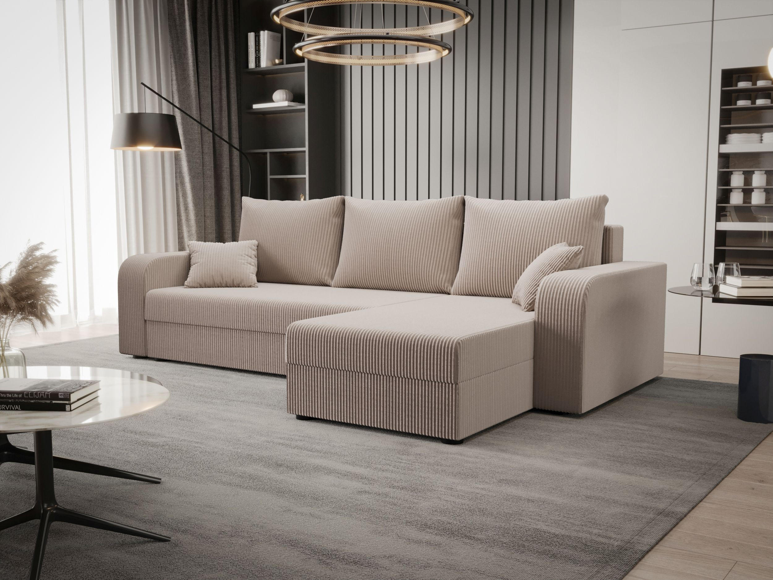 ECKSOFA HEWLET L BIS Zoom 1 Rechts mit Schlaffunktion - Beige, Textil (240/140cm) - Bedante