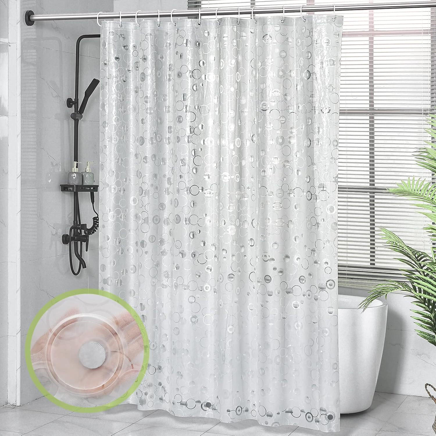 DUSCHVORHANG EVA transparent schimmelresistent wasserdicht mit Ringen - Transparent, Kunststoff (180/180cm) - MCBOSON
