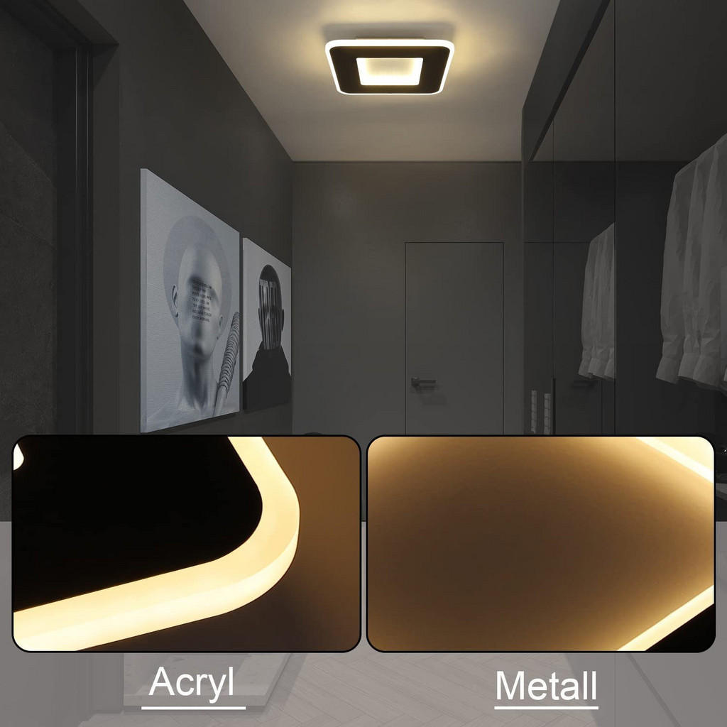 Thumbnail - ZMH Led-Deckenleuchte, Weiß, Metall, Mode, Quadratisch, 24x4x24 cm, Lampen & Leuchten, LED Beleuchtung, LED-Deckenleucht...