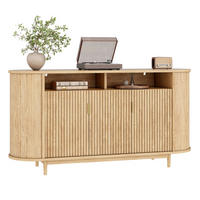 SIDEBOARD 3 Türen mit Holzoptik und Rillenfront - Naturfarben, Holzwerkstoff (140/78/40cm) - FLIEKS