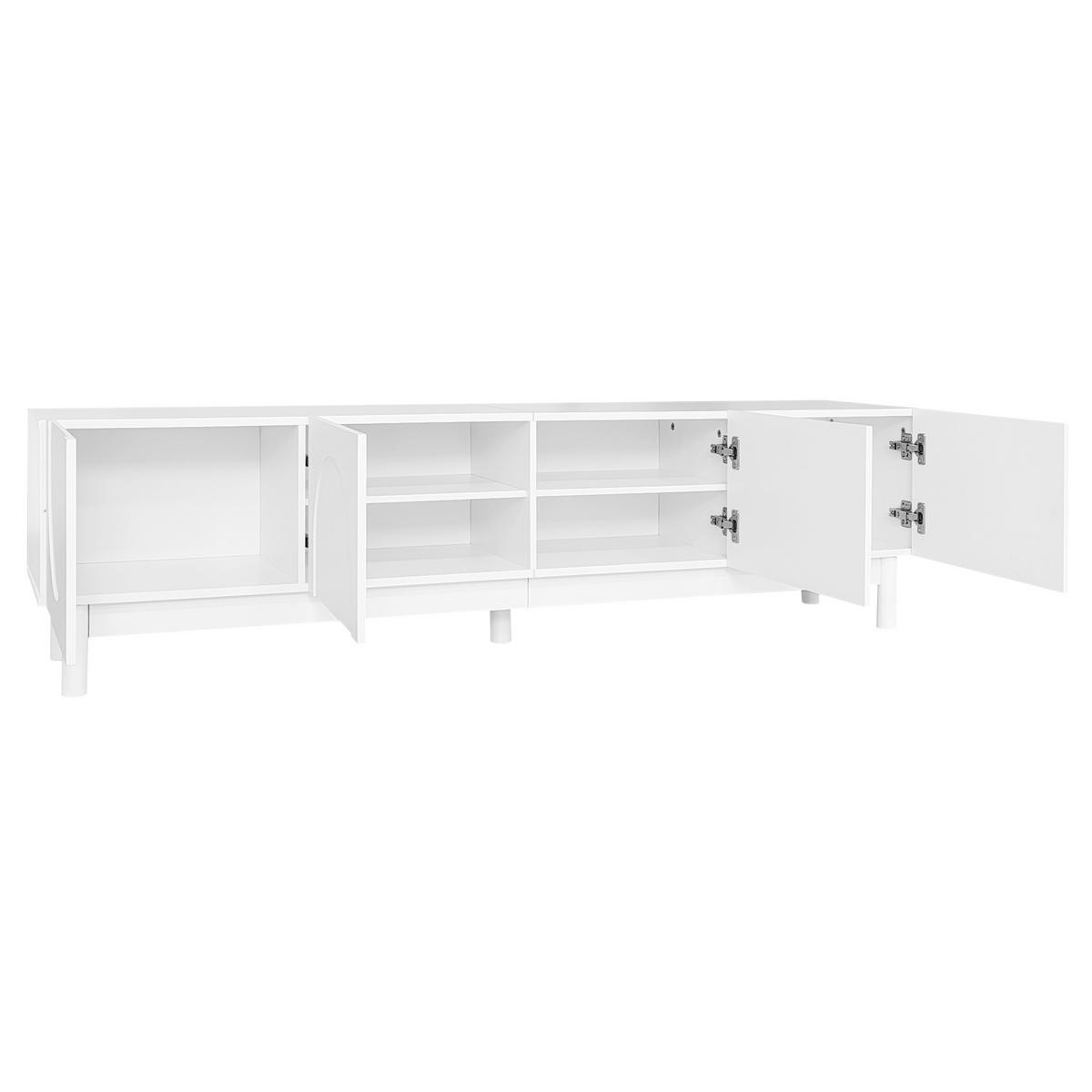 TV-LOWBOARD aus MDF und Holzwerkstoff 169x34x45,5 cm Weiß mit 4 Türen und Einlegeböden - Weiß, Holzwerkstoff (169/45.5/35cm) - Modfu