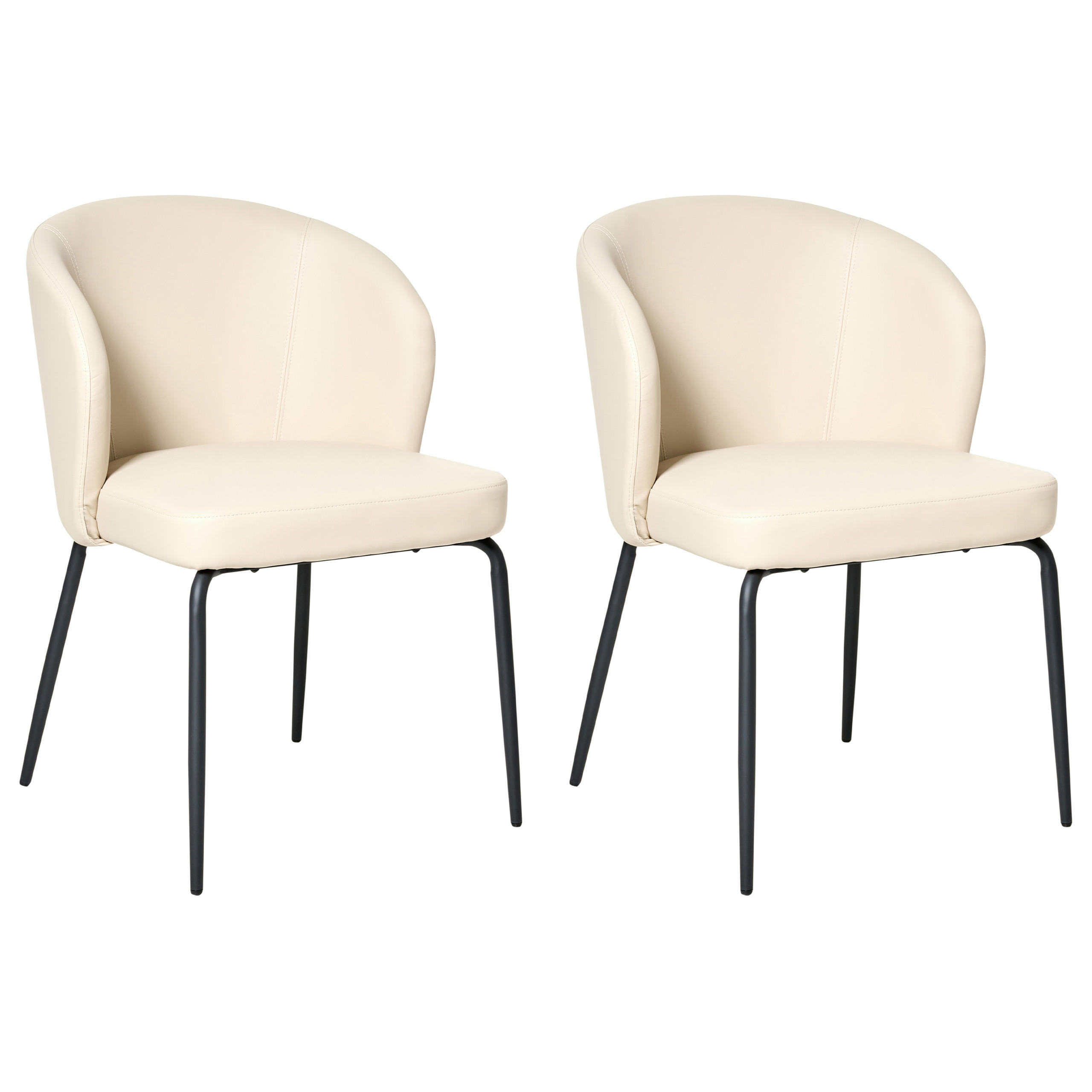 ESSZIMMERSTUHL 2er-Set Kunstleder Hellbeige Zana - Beige, Kunststoff (55/81/56cm) - Beliani