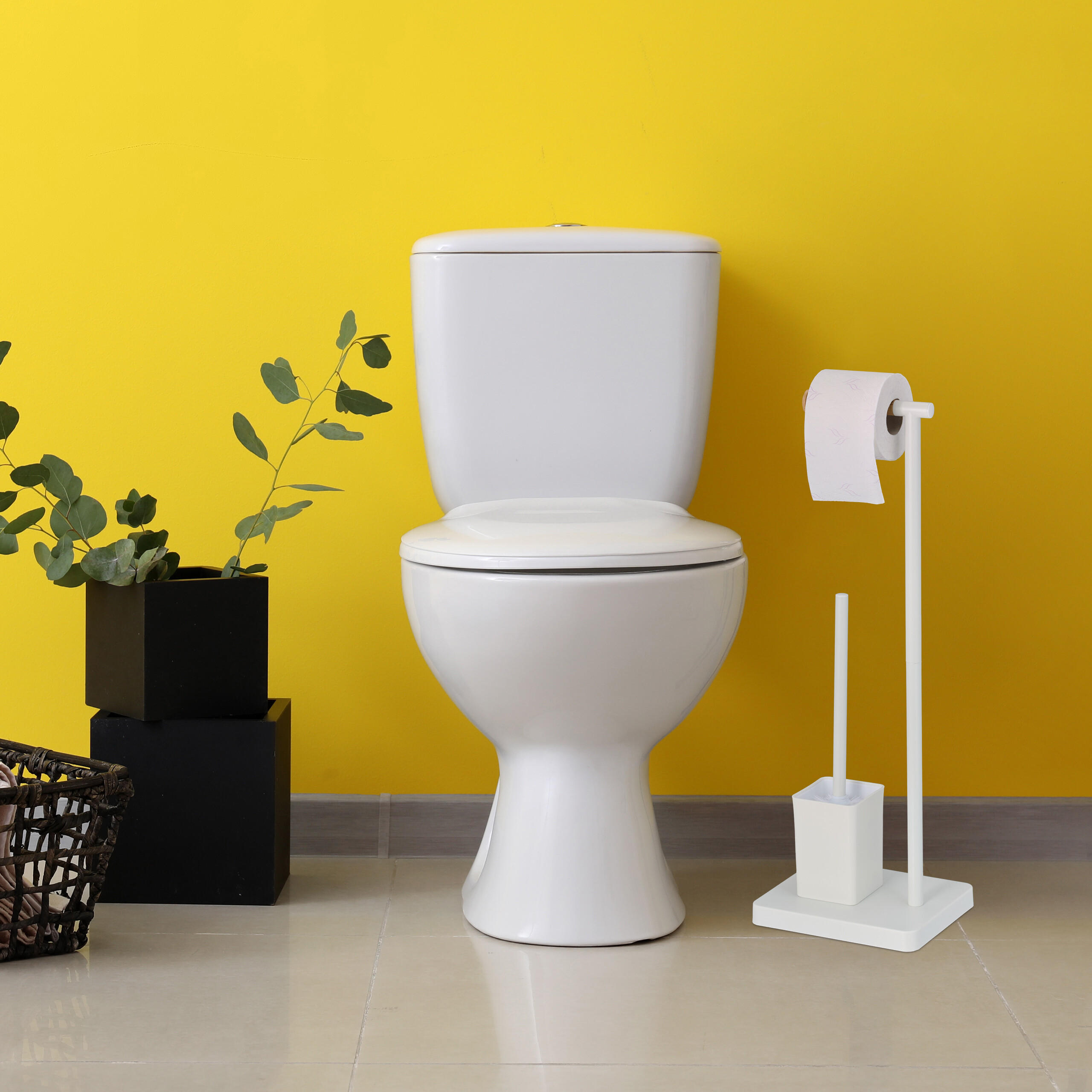 WC-GARNITUR - Weiß, Holz/Kunststoff (23/66.5/18cm) - Relaxdays