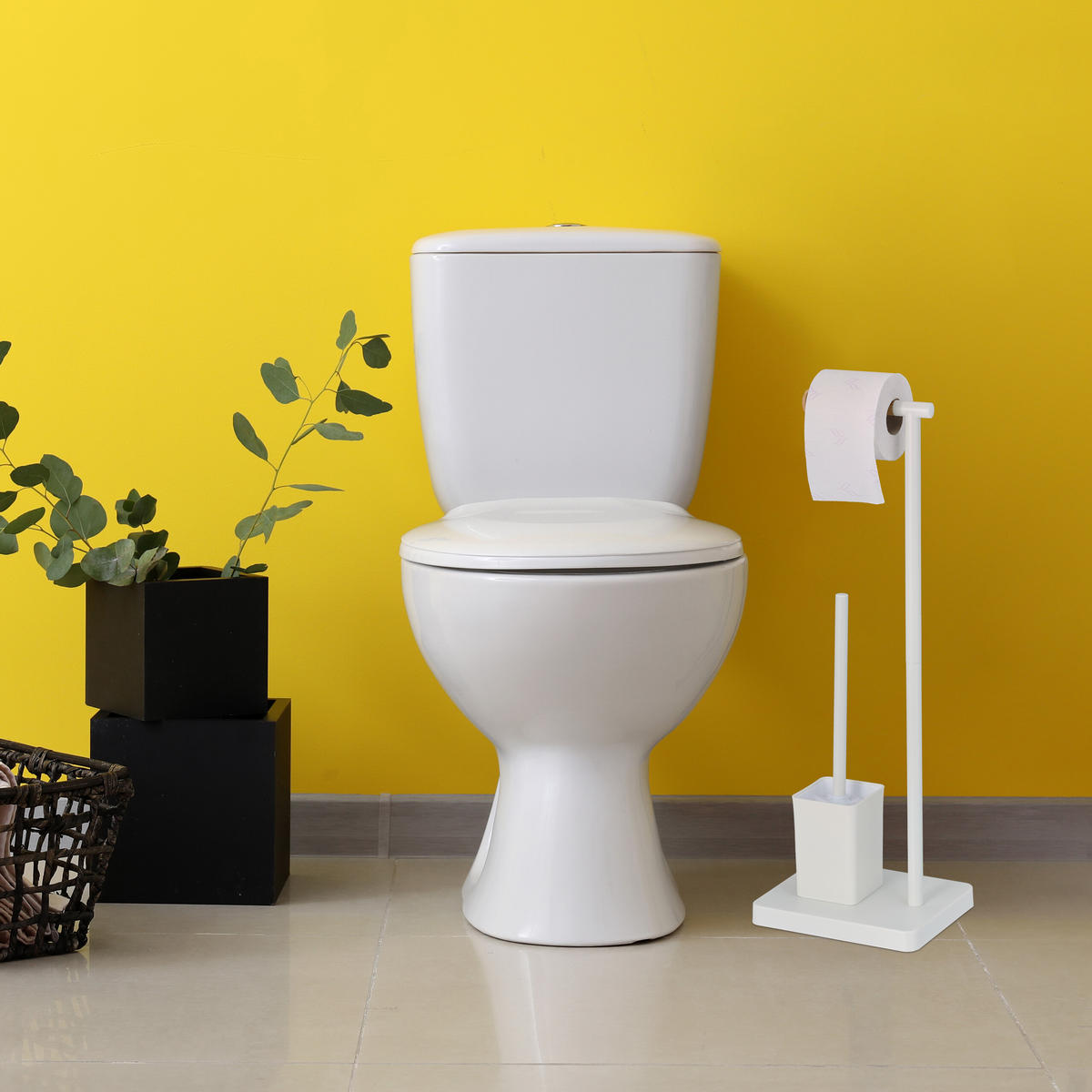 WC-GARNITUR - Weiß, Holz/Kunststoff (23/66.5/18cm) - Relaxdays