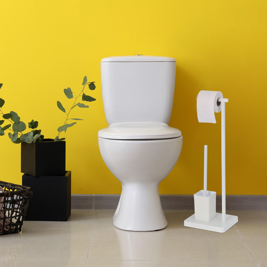 Thumbnail - Relaxdays Wc-Garnitur, Weiß, Metall, Holz, Kunststoff, Rechteckig, 23x66.5x18 cm, Badezimmer, WC Ausstattung, WC Bürsten...