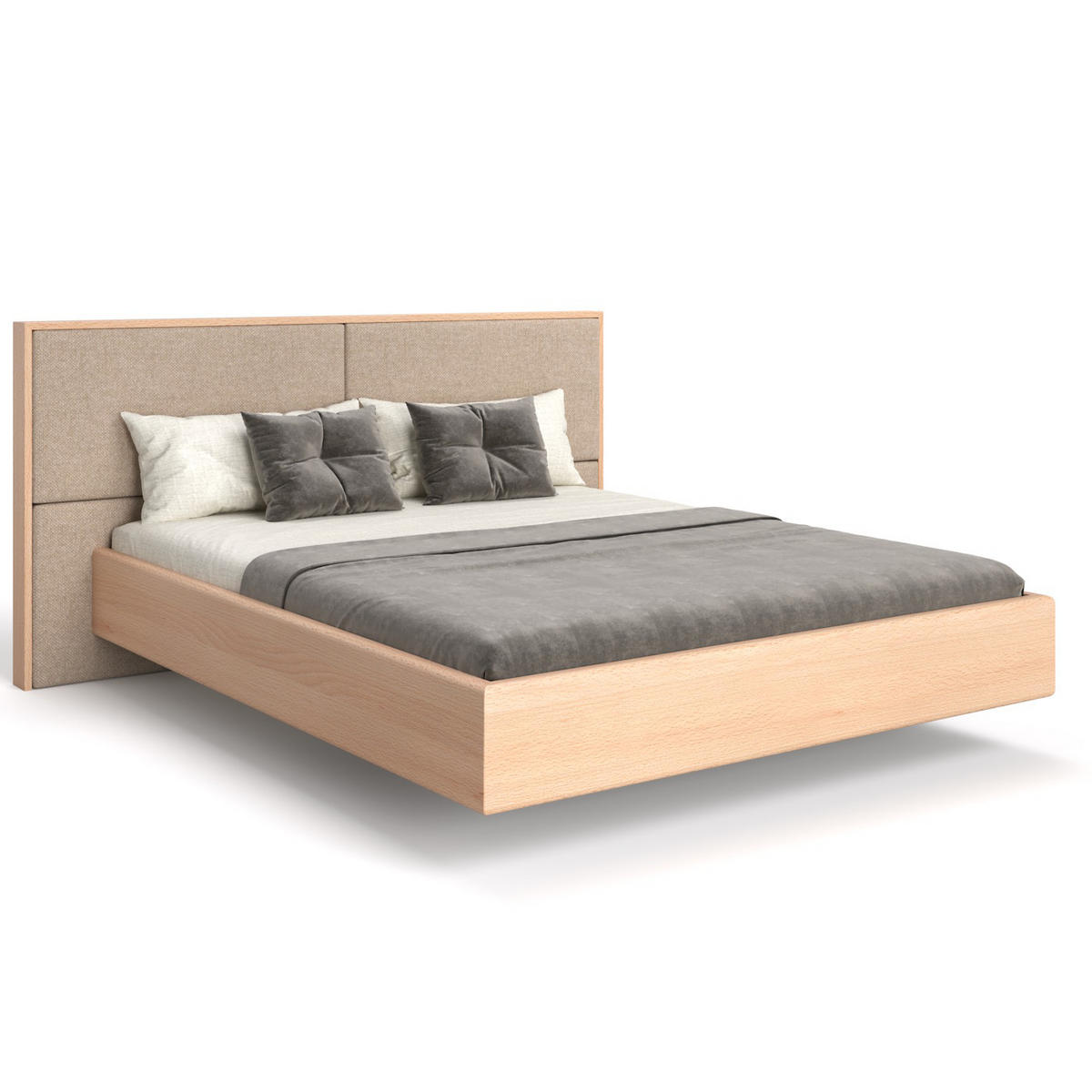 MASSIVHOLZBETT schwebend Dome aus Buche 180x220 cm, Storm 06 - Beige/Buchefarben, Holz (180/220cm) - Danzz