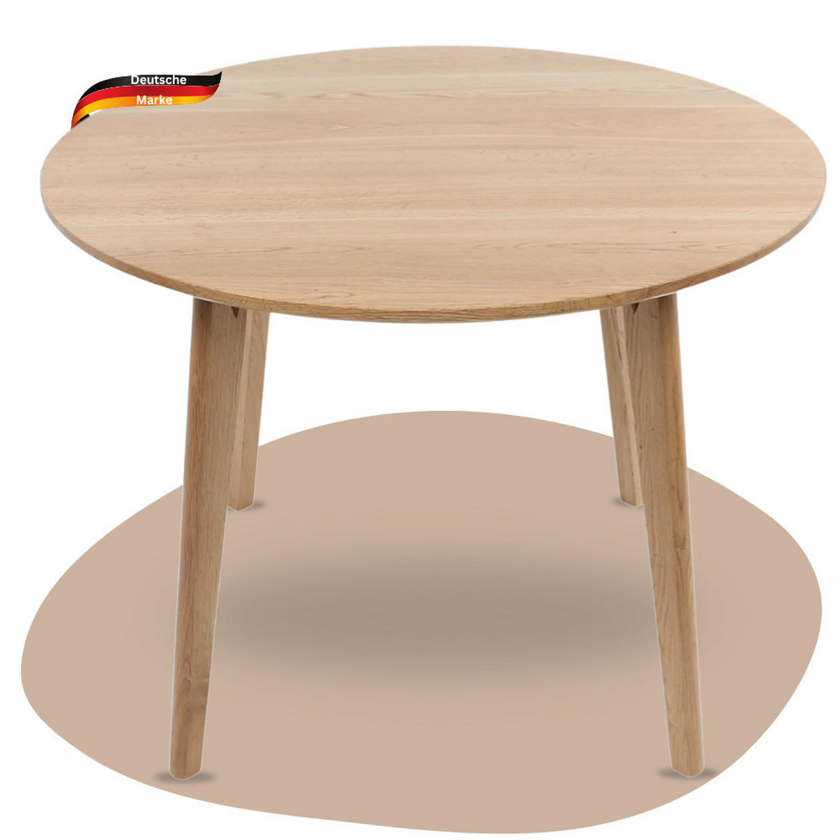 ESSTISCH rund Holz EGGI 100 cm Eichenholz Massiv Braun - Braun, Holz (100/100/76cm) - DELUKE