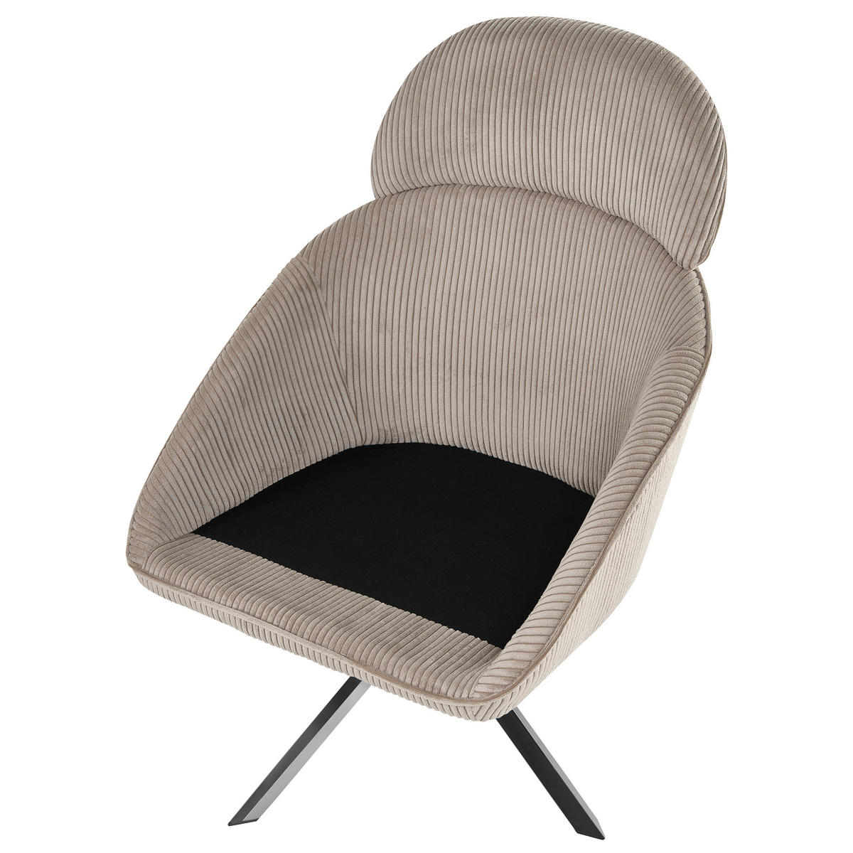 DREHSESSEL Cord Taupe Storvorde - Taupe, Textil/Metall (63/98/81cm) - Beliani