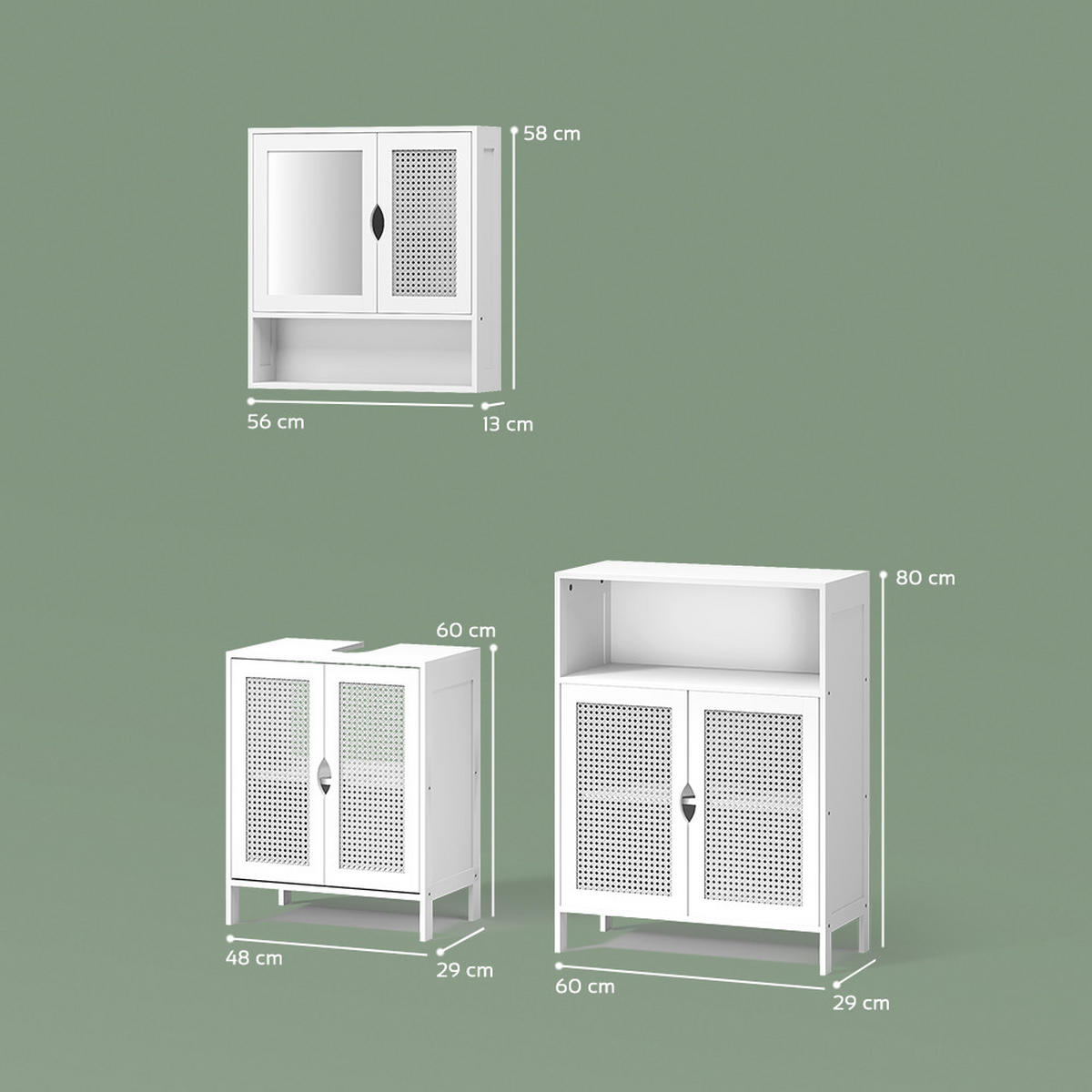 KOMPLET KOPALNIŠKEGA POHIŠTVA Mincio, Bela, 3-delni - bela, leseni material (50/60/29cm) - Livinity®