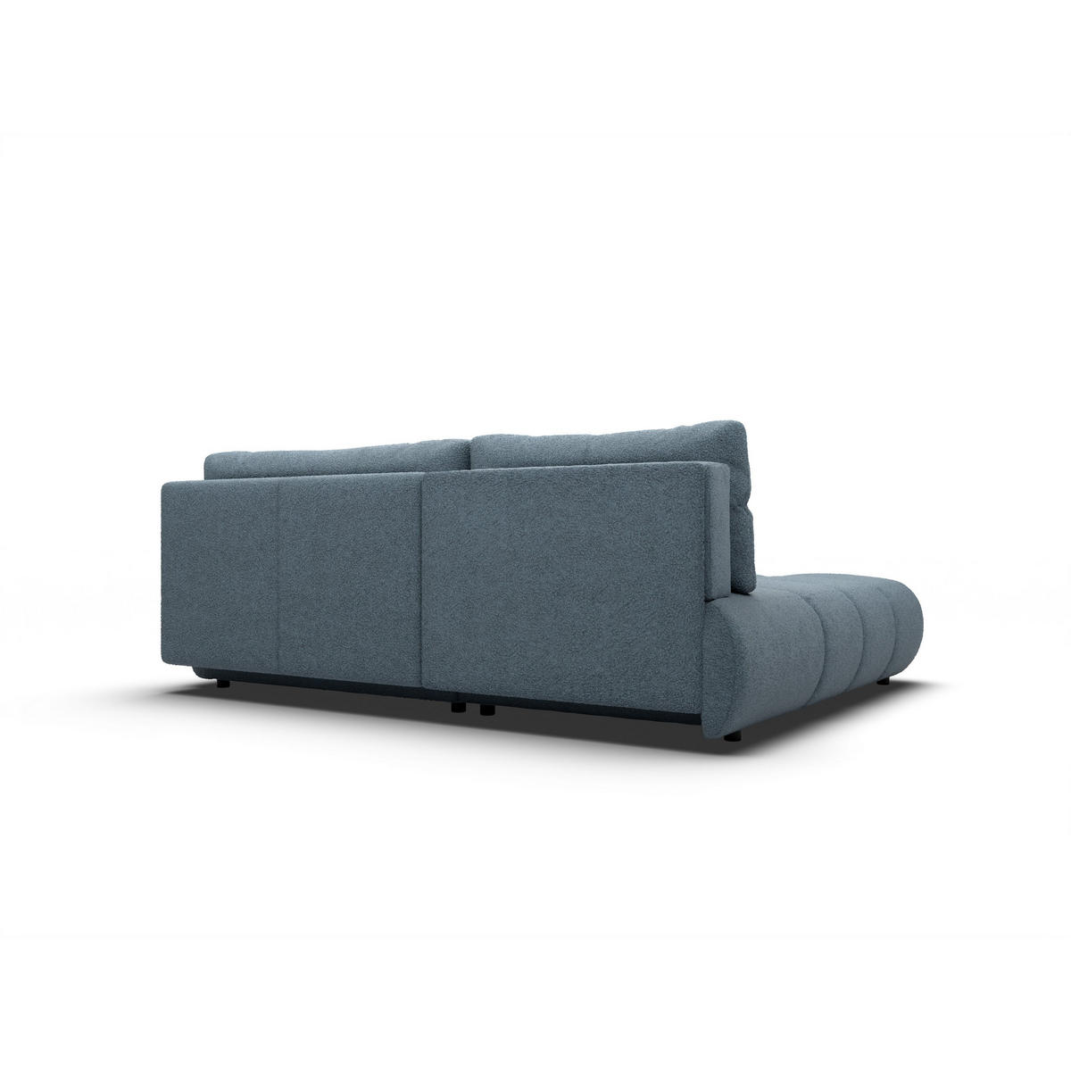 ECKSOFA CORSO L-S Blau Boucle-Stoff mit Schlaffunktion - Blau, Holz (230/177cm) - MASSENO