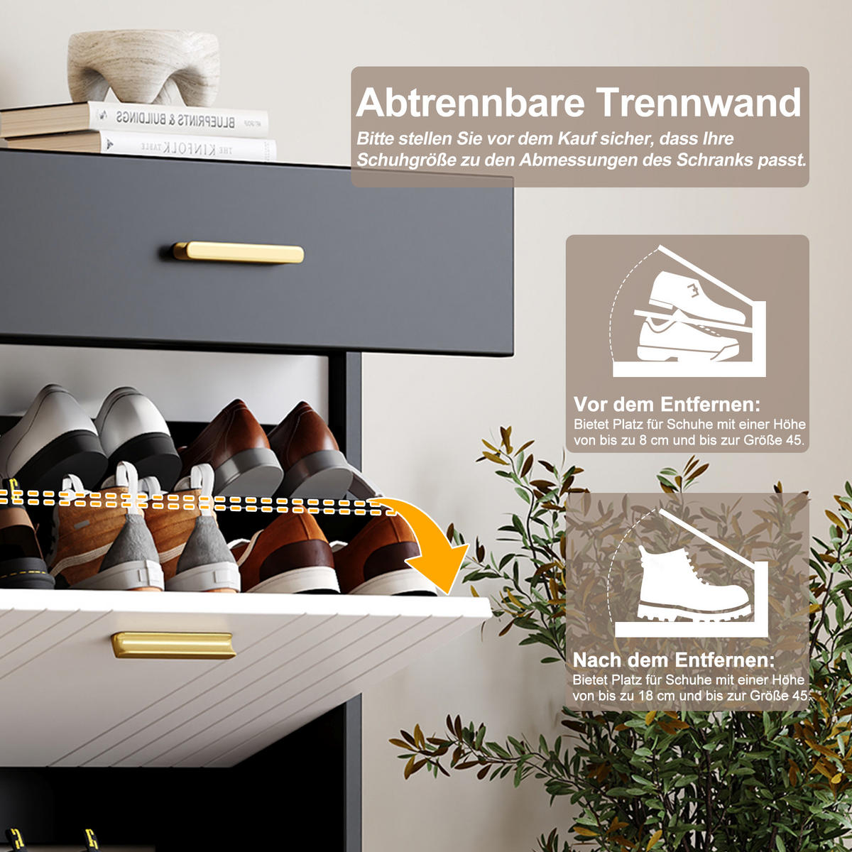 SCHUHSCHRANK aus MDF & Spanplatte 80x24x105cm in Schwarz mit 2 Klappen - Schwarz, Holzwerkstoff (80/105/24cm) - Modfu