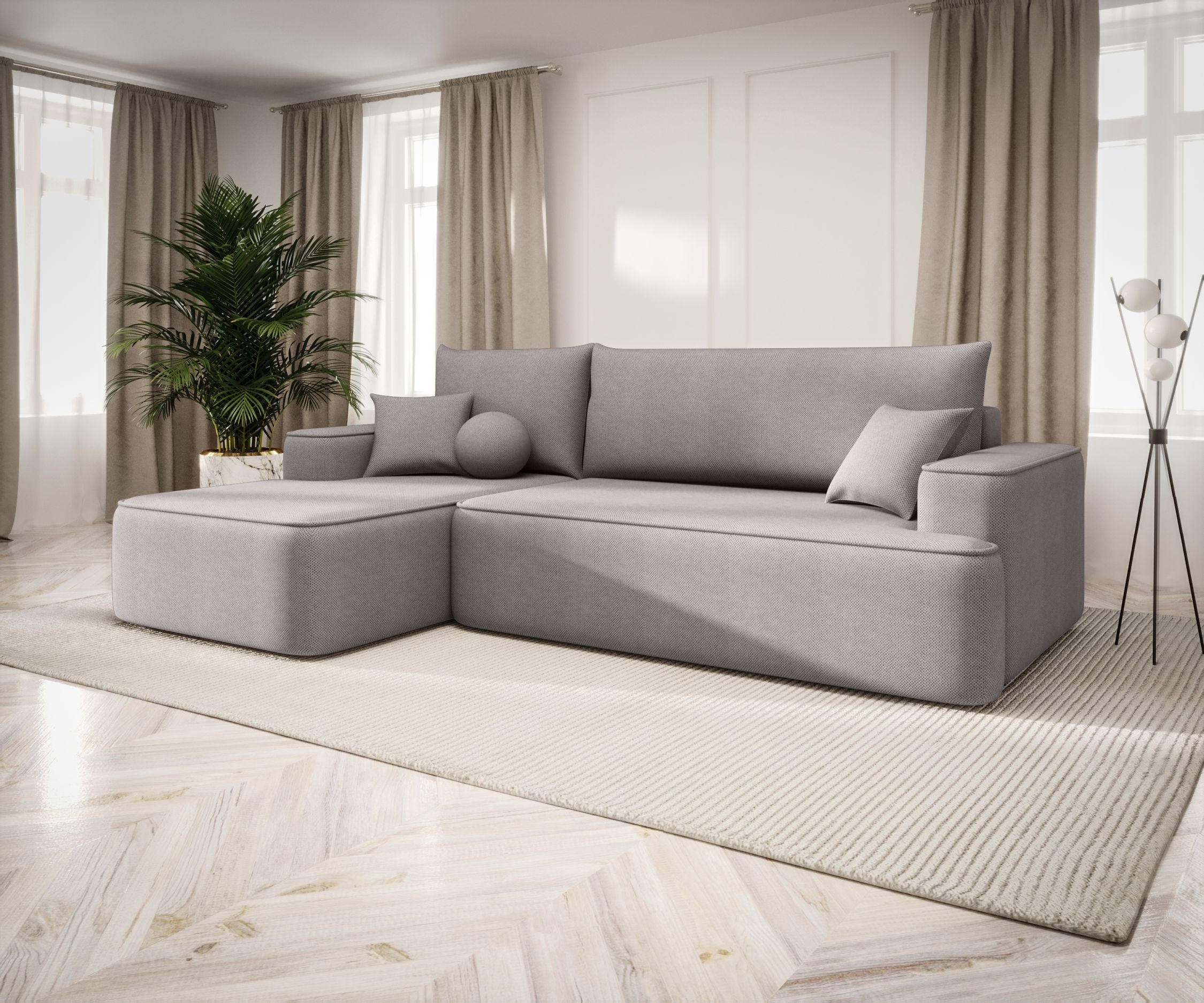 ECKSOFA mit Schlaffunktion FIGO Curio 83 Links - Grau, Textil (250/150cm) - Bedante