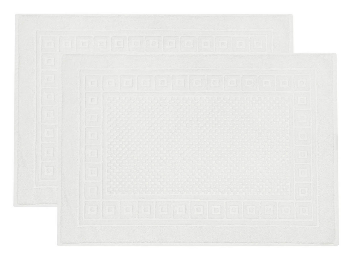BADEMATTE, 2er-Set, 50x70 cm, 100% Baumwolle, Weiß - Weiß, Textil (50/70cm) - Zollner