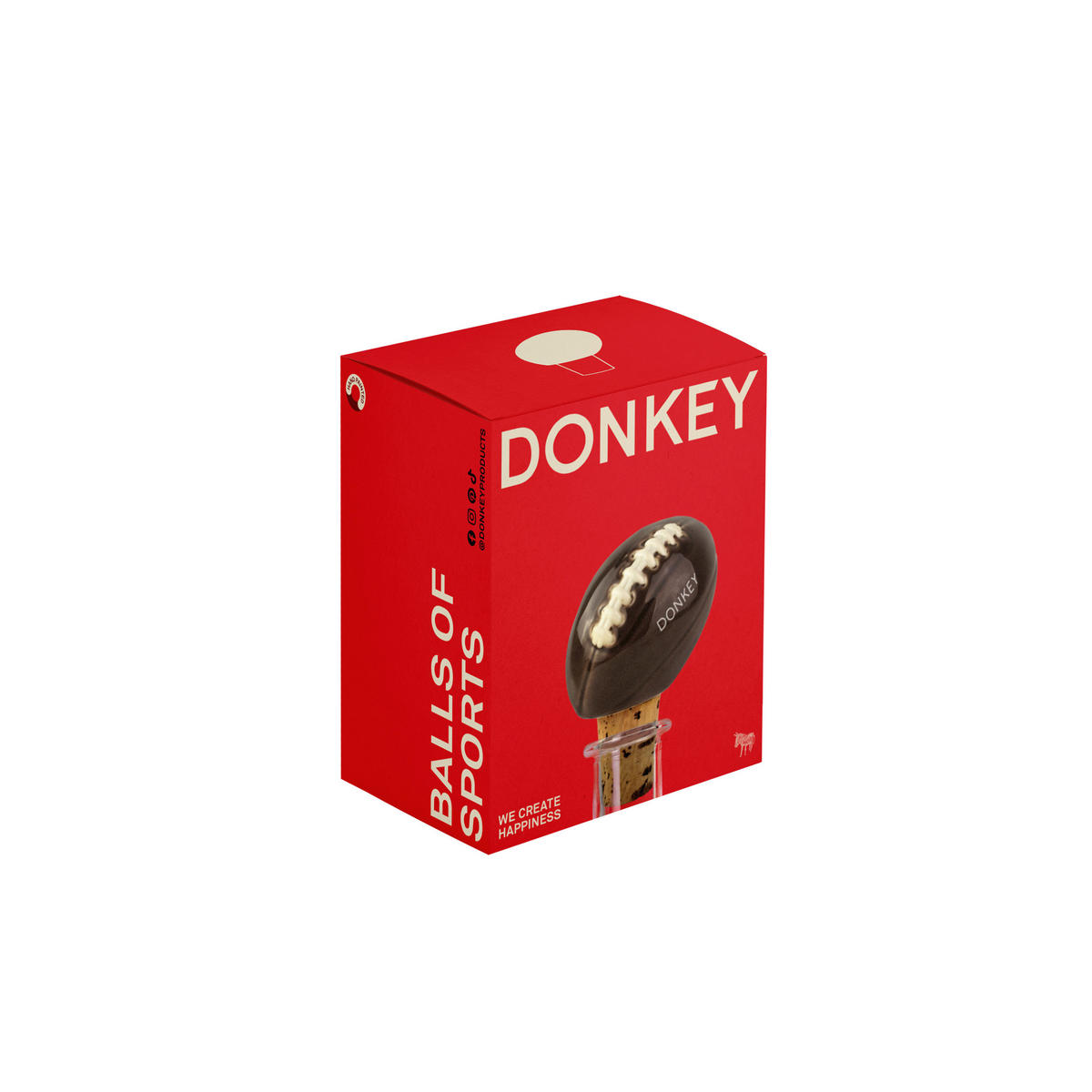 FLASCHENVERSCHLUSS Football, Porzellan, Kork, Braun - Braun, Keramik (4/7/5.5cm) - Donkey Products
