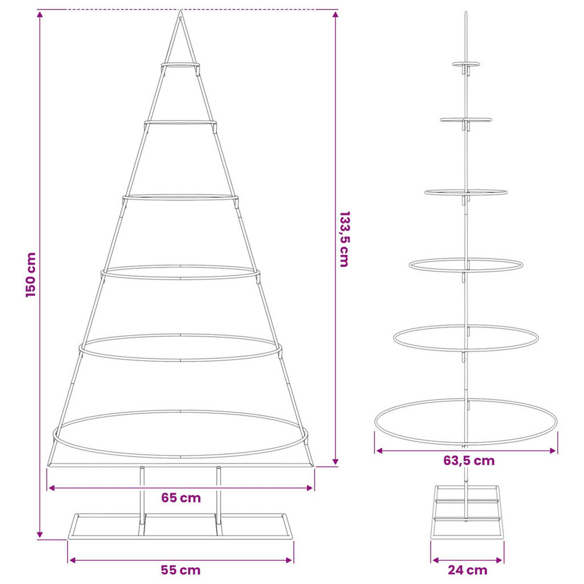 WEIHNACHTSBAUM Metall 67/63.5/148 Cm Gold Stahl - Goldfarben, Metall (148cm) - vidaXL