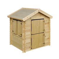 KINDERSPIELHAUS aus Holz 1,1m2 - MIT BÖDEN – B112xL146xH145 cm - M516 - Beige, Holz (146/145/112cm) - Timbela