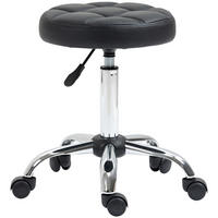 ROLLHOCKER Höhenverstellbarer Arbeitshocker, Drehbarer Salon Hocker für Büro - Schwarz, Leder (35.5/67/35.5cm) - HOMCOM