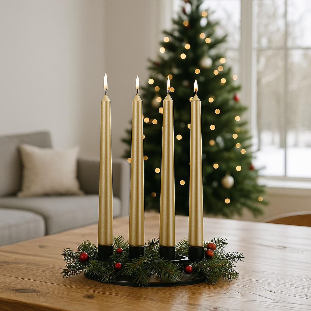KERZEN Satin 25 cm 4er-Set - Goldfarben, Paraffin (2.1/25/2.1cm) - Atmosphera Createur d´interieur