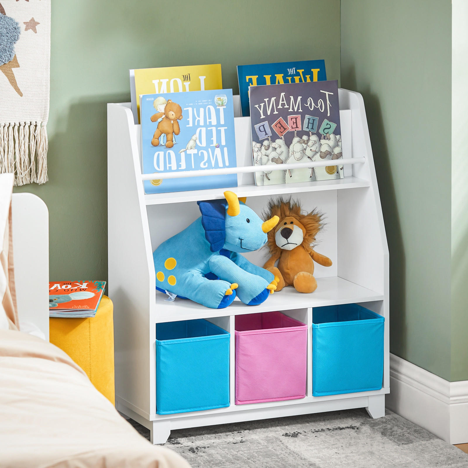 KINDERREGAL Weiß - Blau/Weiß, Holzwerkstoff (63/80/28cm) - SoBuy